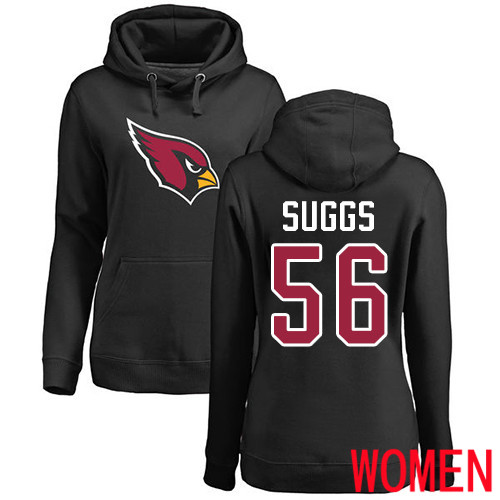 Arizona Cardinals Black Women Terrell Suggs Name And Number Logo NFL Football #56 Pullover Hoodie Sweatshirts